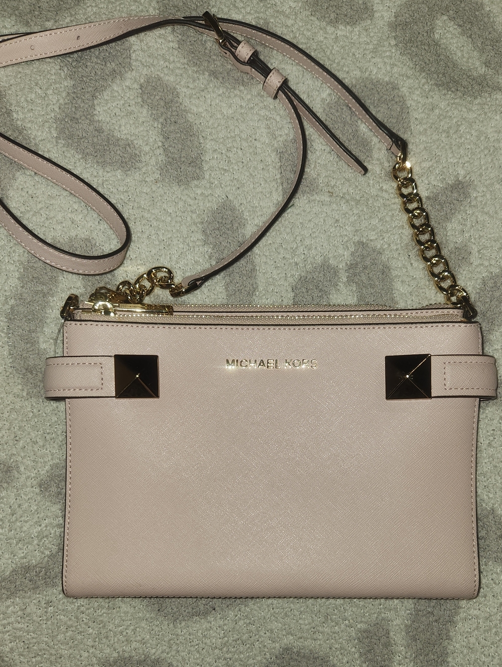 Michael Kors Karla Blush Pink Saffiano Leather Crossbody with Gold Hardware